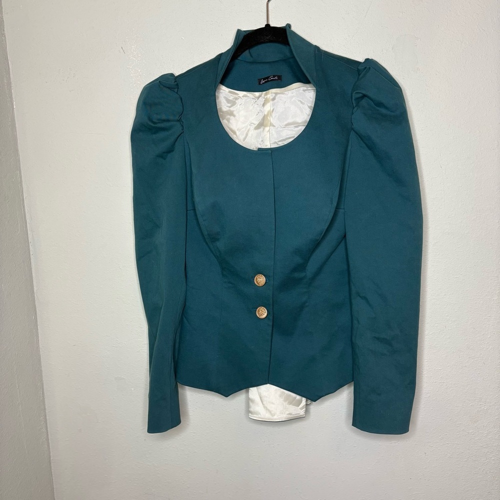 Laura Galic Custom Teal Women's Jacket with Gold Buttons